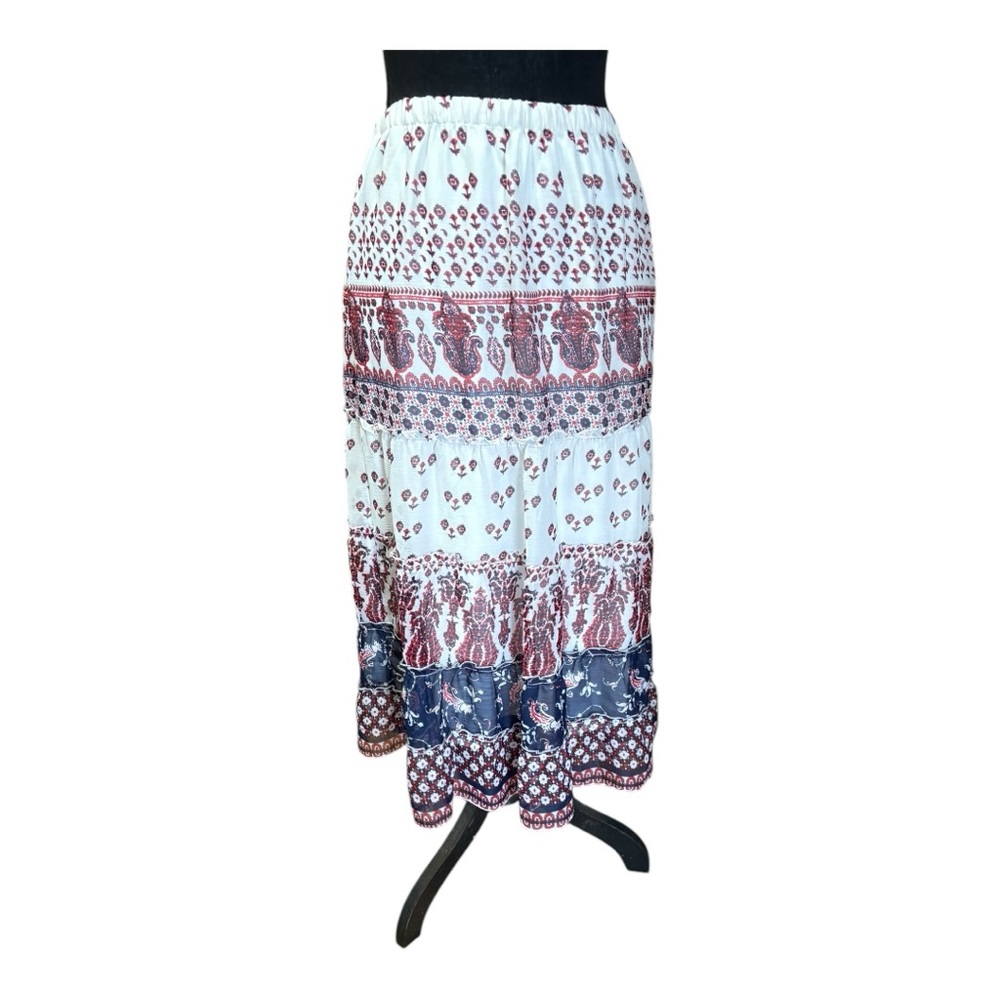 Bohemian Style & Co Women's Tiered Mixed-Print Midi Skirt Size L